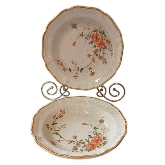 2 Mikasa Garden Club Silk Bouquet Bowls Soup Cereal Stoneware Vintage Cottage - Picture 11 of 16